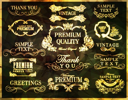 Golden frame with labels ornament vector 01 ornament labels label golden   