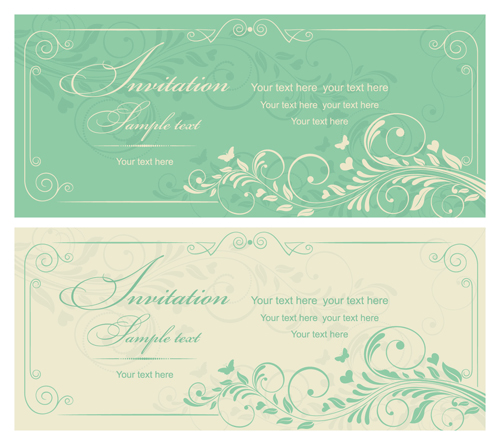 Gray vintage style floral invitations cards vector 01 Vintage Style vintage style invitation gray cards   