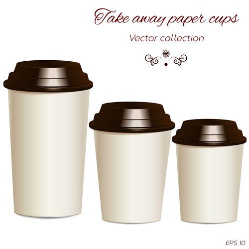 Take away paper cups vector set 01 TAKE Paper cups paper away   