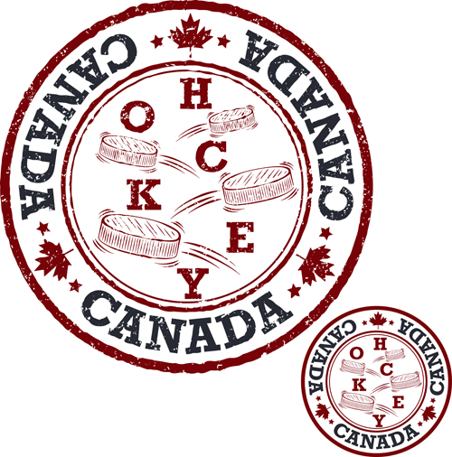 Vintage canada hockey stamp vector material 09 vintage stamp material hockey Canada   