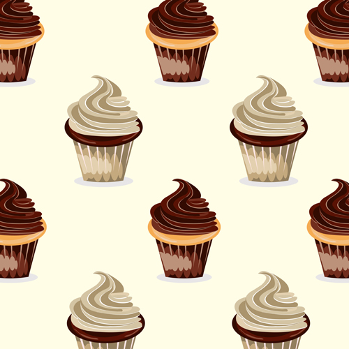 Chocolate cupcake seamless vector pattern seamless pattern cupcake chocolate   