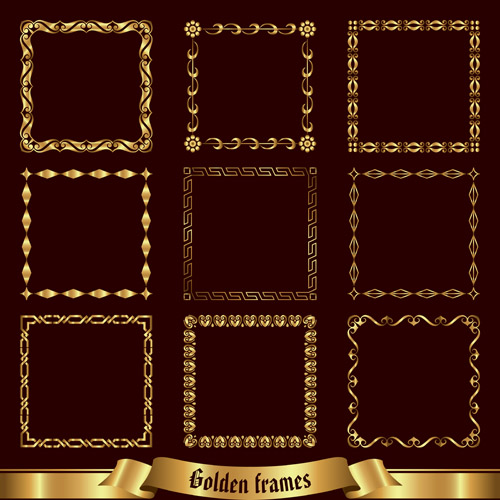 Vector golden frame design material golden frame   