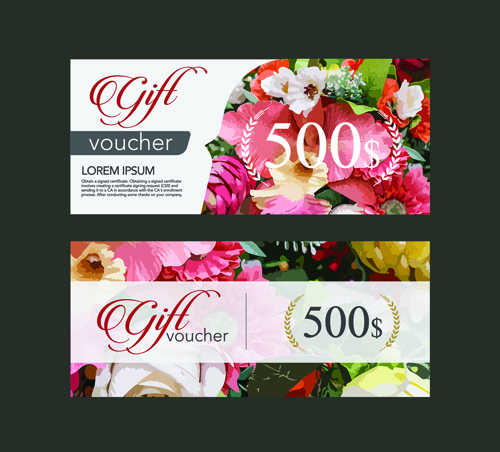 Flower gift voucher vintage template vector vintage Gift voucher gift flower   