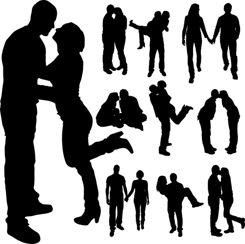Different occupations man and woman silhouettes vector 01 woman silhouettes silhouette occupation man different   