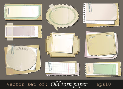 Vector set of Isolated tattered notebook paper 01 tattered paper notebook Isolated   