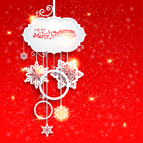 Red style christmas shiny greeting card vector 01 Red style greeting christmas card vector   