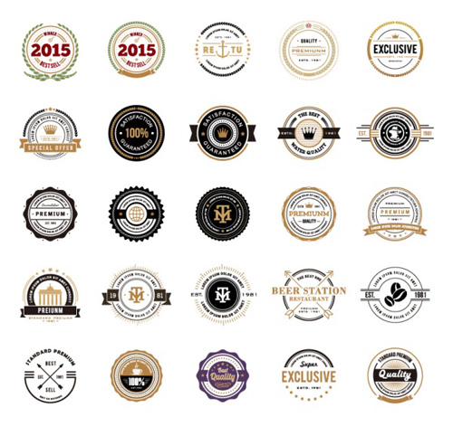 2015 Quality labels with badge vectors quality labels badge   