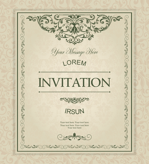 Green floral Invitation cards vector set 04 invitation cards invitation green floral cards   