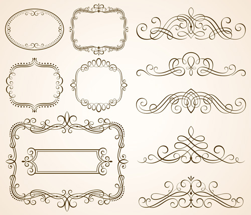 Vintage frames with calligraphic ornaments vector 02 vintage ornaments frames calligraphic   