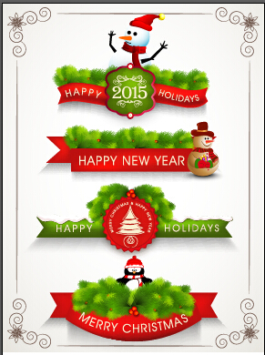 2015 christmas with new year labels and frames vector new year labels frames christmas 2015   
