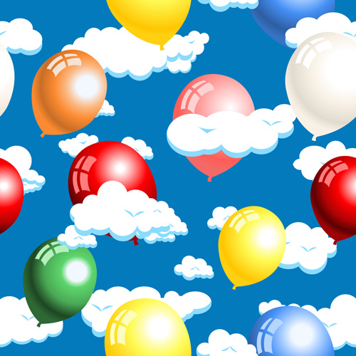 Cloud with balloon seamless pattern vector seamless pattern vector cloud balloon   