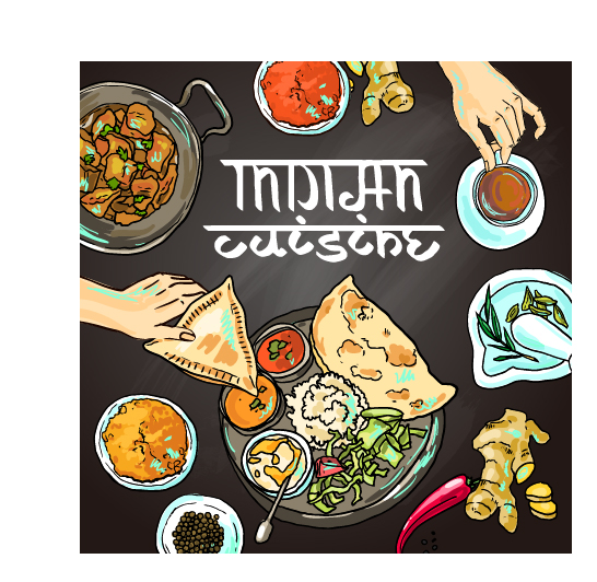 Hand drawn Indian food elements vector 04 indian hand drawn food   