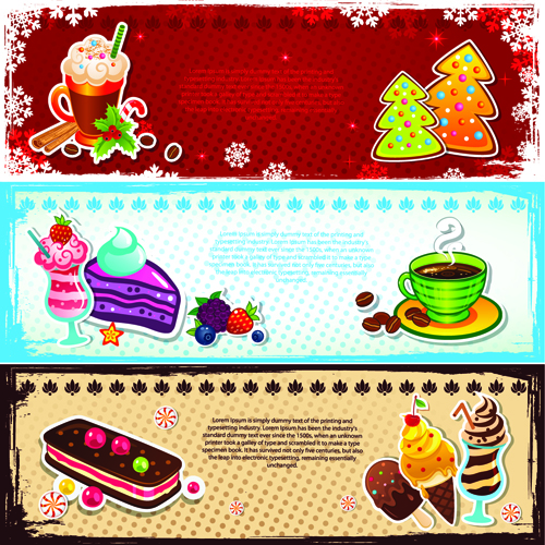 Elements of Cute Christmas Banners design vector 01 elements element cute christmas   