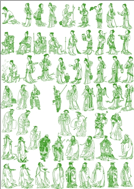 Classical character vector Vector figure the culture of the ancient art line drawing characters classical character   