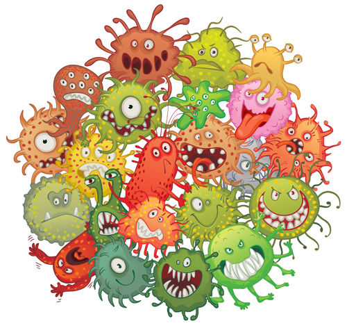 Funny bacteria cartoon styles vector 01 funny cartoon bacteria   