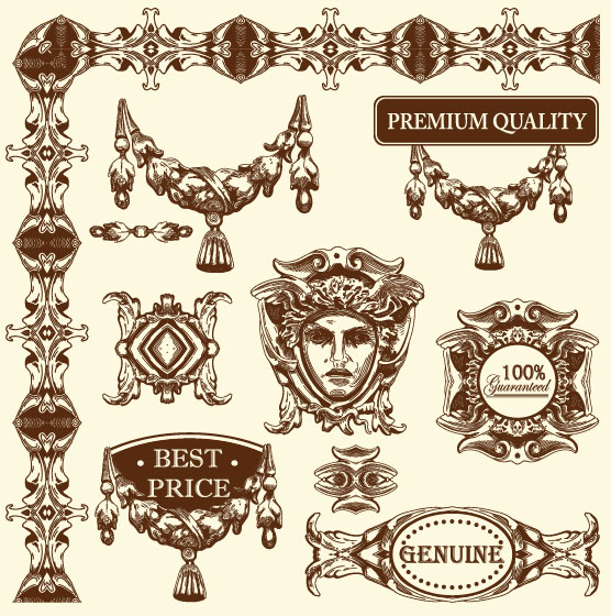 Set Vintage of Retro borders vector art 11 vintage Retro font borders   