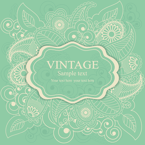 Gray vintage style floral invitations cards vector 07 Vintage Style vintage invitation gray cards card   