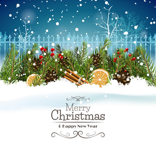 Christmas night with snow background vector snow night christmas background   