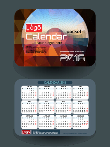 Calendar 2016 with business cards vector 04 cards calendar business 2016   