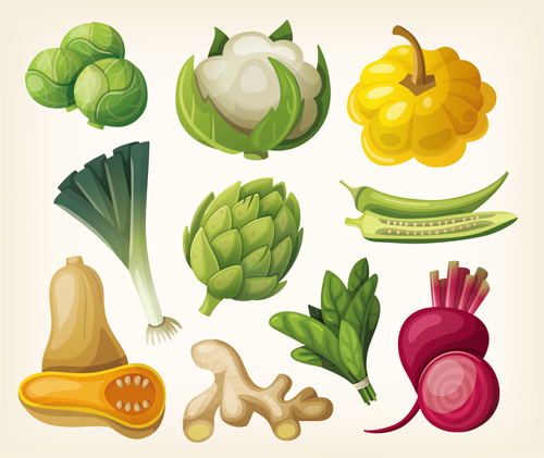Different vegetables shiny design vector vegetables shiny different   