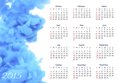 Ink cloud 2015 calendar vector design ink cloud calendar 2015   