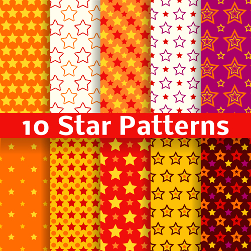 Different star seamless patterns vector star square seamless patterns pattern different   