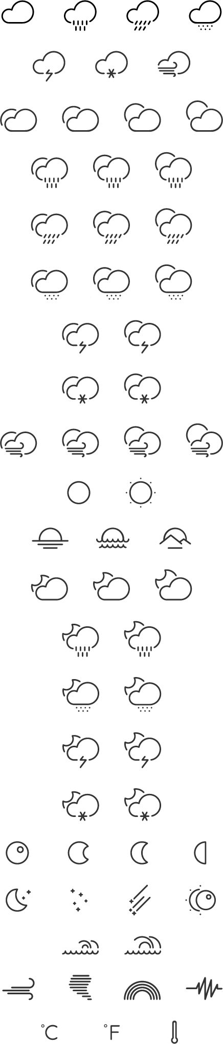 Cute weather line icons vector material weather vector material icons icon cute   