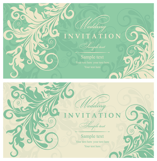 Gray vintage style floral invitations cards vector 02 Vintage Style vintage invitation floral cards card   