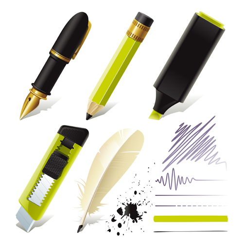 Different pen design elements vector graphics pen element different design elements   