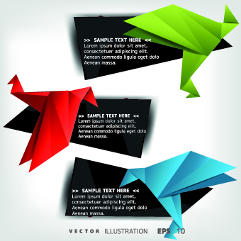 Origami bird and Text boxes vector 04 text boxes origami height boxes bird   