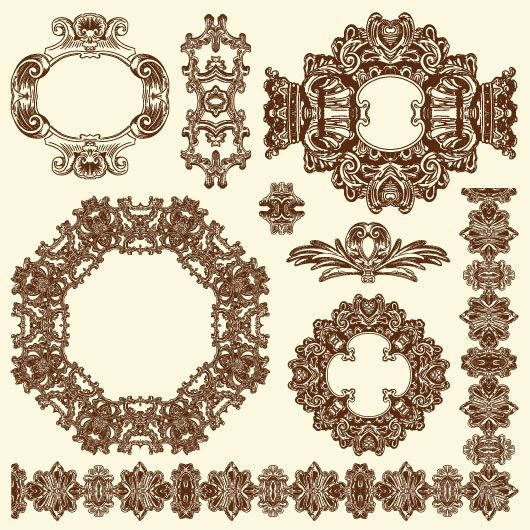 Set Vintage of Retro borders vector art 06 vintage Retro font borders   