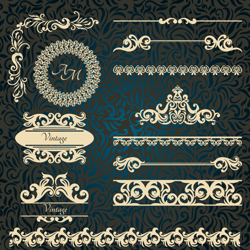 Vintage frame with border and ornaments design vectors vintage ornaments ornament frame border   