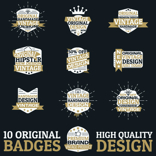 Original design badges with labels vector 01 original labels badges   
