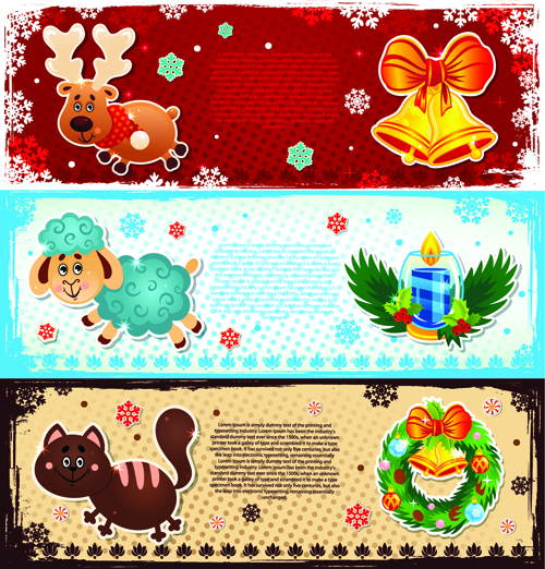Elements of Cute Christmas Banners design vector 03 elements element cute christmas banner   