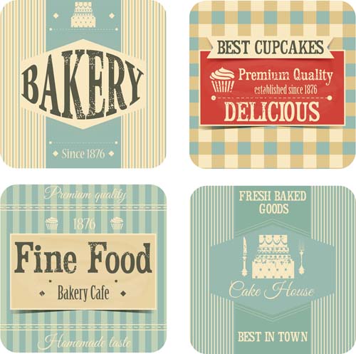 Bakery with cupcake vintage cards vector cupcake cards bakery   