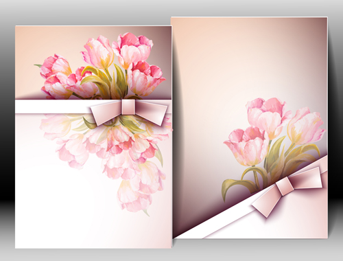 Pink flower with flyer design vector 04 pink flyer flowers   