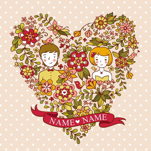 Lovers and heart floral wedding Invitation cards vector wedding lovers invitation cards invitation   