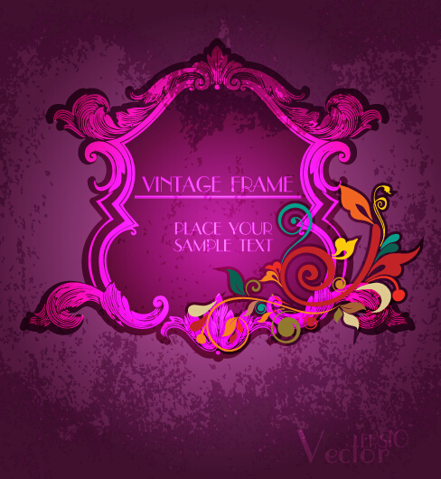 Vintage floral frames with grunge background vector 07 vintage grunge frames floral background   