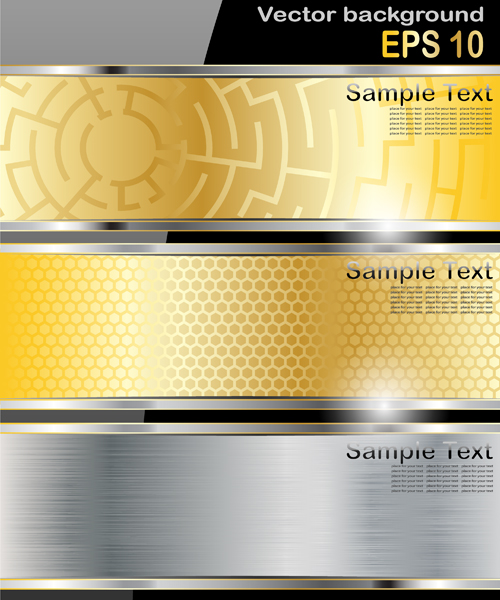 Vector colored metal banners set 03 metal colored banners   