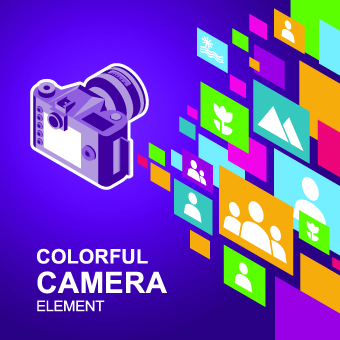 Camera with colorful background vector 04 colorful background colorful camera background vector background   