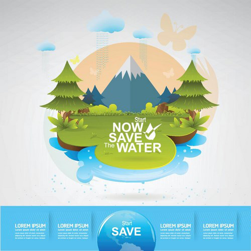 Eco life with save water template vector 05 water template save life eco   