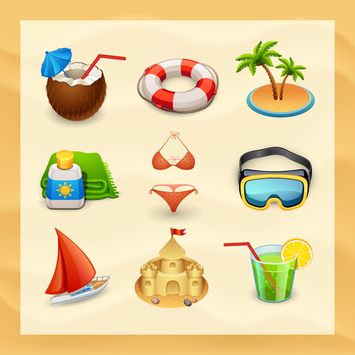 Summer travel elements icons vector 02 travel summer icons elements element   
