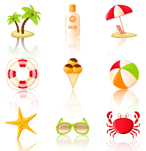 Summer travel elements icons vector 03 summer icons icon elements element   