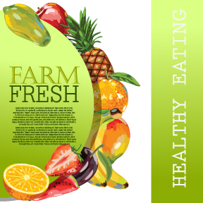 Vector farm fresh fruit background design 12 fruit Farm-Fresh background   
