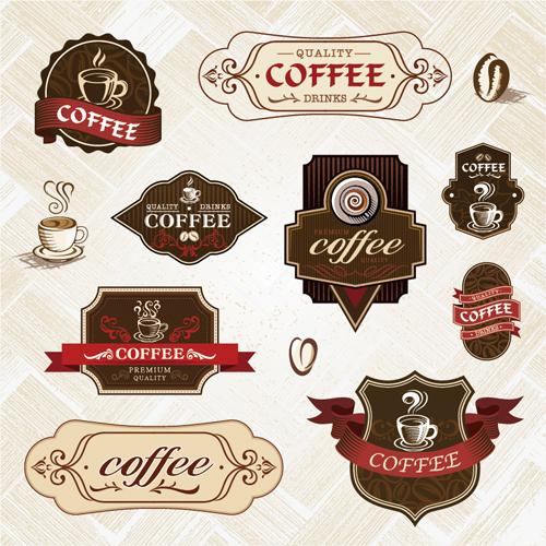 Vintage label coffee vectors material 03 vintage label coffee   