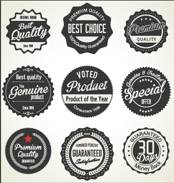 Black business labels with badges vector labels business badges   