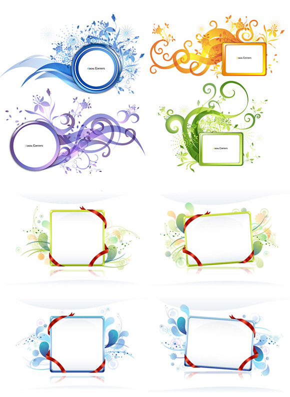 Ribbon floral decorative frame vector ribbon pattern frame decorative   