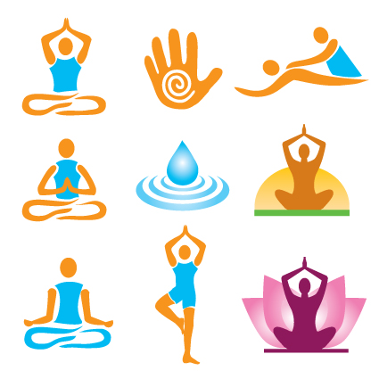 Vector Fitness with meditation logo set 02 meditation fitness   