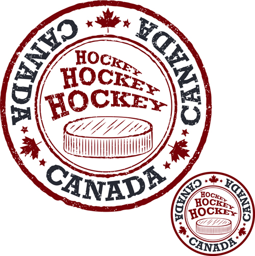 Vintage canada hockey stamp vector material 05 vintage stamp material hockey Canada   