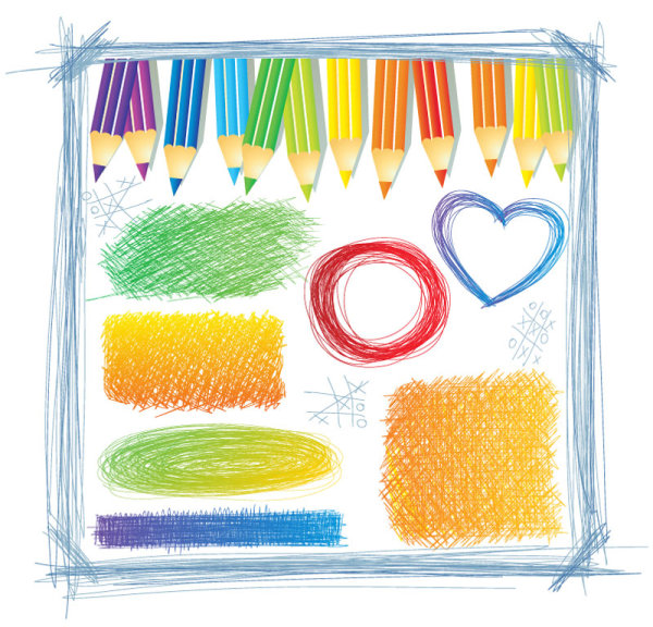 Hand drawn Colorful Pencil Pattern vector 01 pencil pattern vector pattern hand drawn colorful   